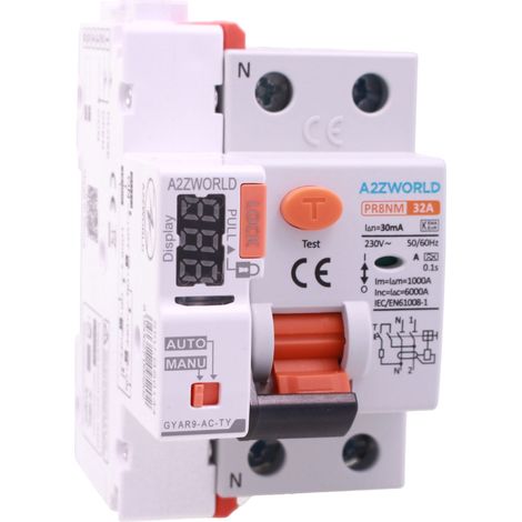 RCCB Interruttore Differenziale Puro WIFI Con Riarmo Automatico, Tipo A 1P+N 3M 6000A 30mA AC 230V IP20 IEC61008-1 PR8NM, Disponibili 16A 25A 32A 40A 63A (32A) (1/3)