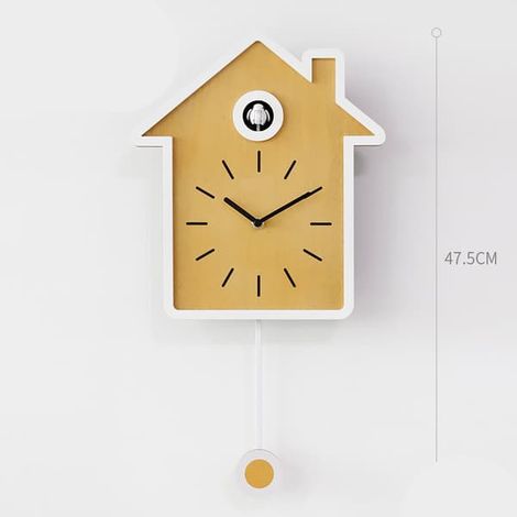 Horloge à coucou moderne avec pendule et oiseau mignon au chant naturel, maison en bois simple, moderne, créative et unique (1/4)