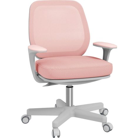 Bürostuhl Ergonomisch, Drehbar und Höhenverstellbar mit Atmungsaktiver Netzrückenlehne, Polyester Rosa (1/5)