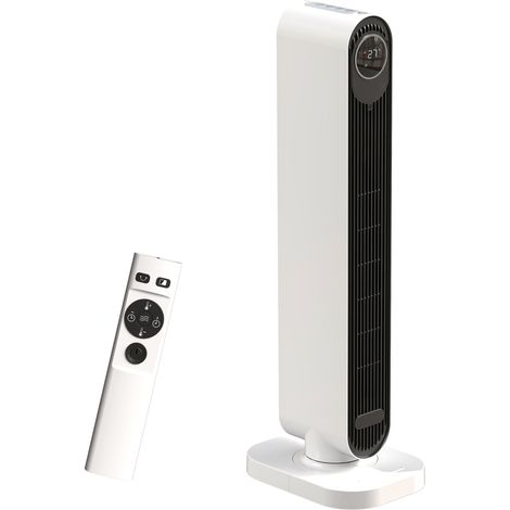 Termoventilatore in ABS da 2000W con Telecomando, Oscillazione e Timer, 30x22x82.5 cm, Bianco