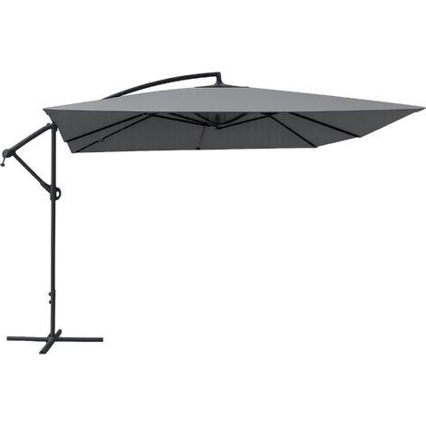 Ombrellone a braccio laterale 3x3 mt con struttura in alluminio e telo idropellente -  Grigio