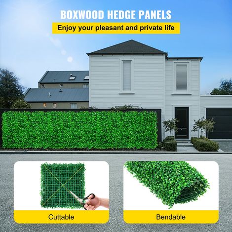 Claustra Artificielle Buis 24PCS Panneau Haie Murale Gazon Synthetique 25x25cm 4cm Vert Paroi Faux Pour Déco Intérieur Extérieur Jardin Cour Privée (1/5)