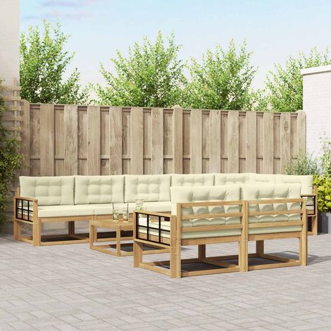 vidaXL Outdoor-Sofagarnitur 9 pcs Weiß und Creme 79 x 79 x 37 cm (1/5)