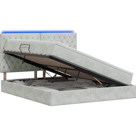 Maison Exclusive - Letto con contenitore LED e materasso Grigio Chiaro (1/5)