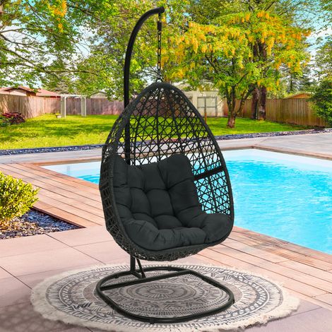 Sillón luna calado suspendido con cojín gris