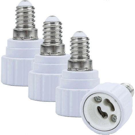 Adaptateurs de douille E14 vers GU10 blancs (lot de 4) - Convertisseurs de formatage pour ampoules LED (1/5)