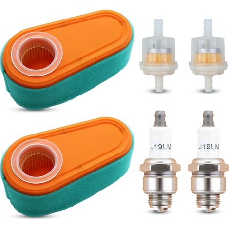 LinDuxe 795066 Luftfilter für Motor der Serie 775, 775EX 800 800E 825E 850 850E 875EX 950E, 2er-Pack Luftfilter + 2 Zündkerzen für Rasenmäher Husqvarna HD775HW HU775AWD HU775BBC HU775H HU775HW