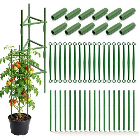 Juego de 2 jaulas para tomates de jardín: torres de enrejado para tomates, de acero y plástico, soporte para plantas trepadoras de hortalizas y flores, hortalizas y flores, plantas trepadoras (1/5)