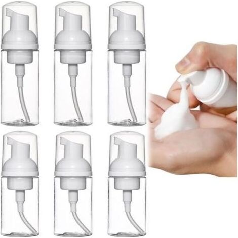 Lot de 6 Flacon Mousseur Vide, Pompe Bouteille Vide Distributeur de Mousse Transparent Portables Cosmétiques Bouteilles Vides pour Le shampooing Conditioner Lotion Articles de Toilette( (1/5)
