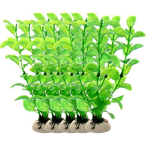 Juego de 10 plantas acuáticas, de PVC y cerámica, decoración realista para acuarios en el hogar o la oficina. (1/5)