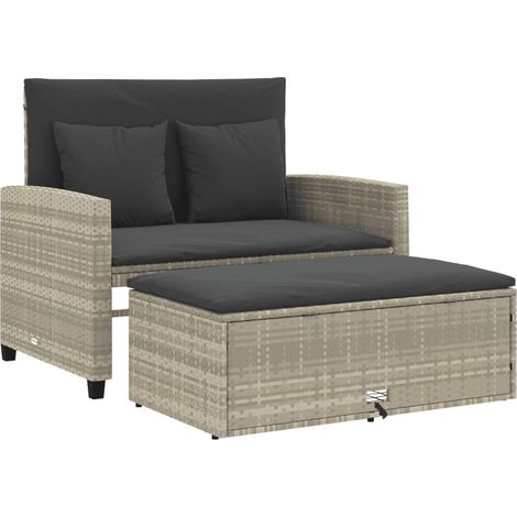 Maison Exclusive - Divano da Giardino con Cuscini 2 Posti Grigio Chiaro Polyrattan