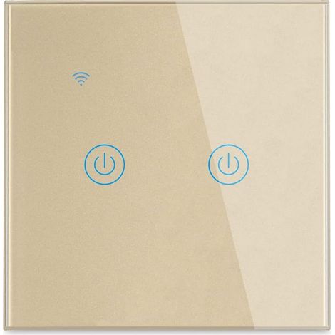 (Doré, 2Gang) Fil Neutre Requis Interrupteur Mural Tactile Télécommande Intelligente sans Fil Prise en Charge de la Commande Vocale Partage de la Famille Fonction de Minuterie (1/5)