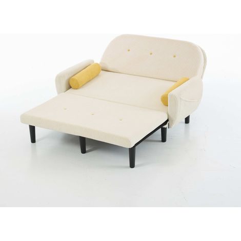 CHICFURN Divano letto 133,5 x 77 x 85 cm in tessuto avorio con contenitore e schienale regolabile (1/5)