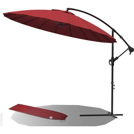 VOUNOT® Ampelschirm mit Schutzhülle 300 cm, Shanghai Sonnenschirm, Rot (1/5)