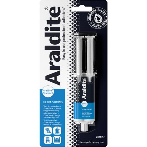 Colle époxy 24ml en seringue – Lot de 3 – Haute résistance à l’humidité et aux chocs – Pour porcelaine, bois et métaux – Araldite