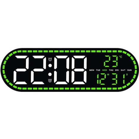 Horloge numérique minimaliste, affichage de la date, du jour et de la température, veilleuse à quatre niveaux de luminosité, finition bois. (1/5)