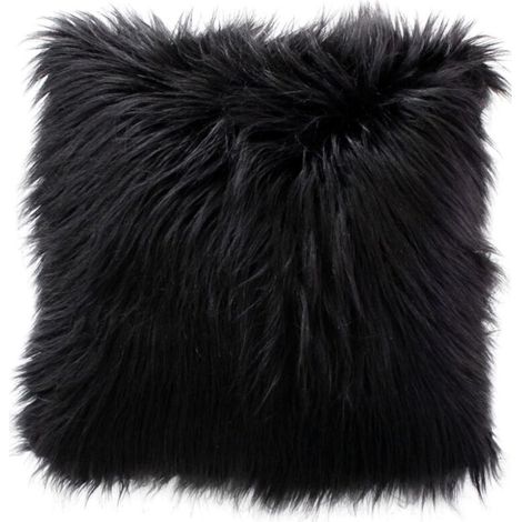 Coussin Déco Effet Fourrure "Epicéa" 45x45cm Noir