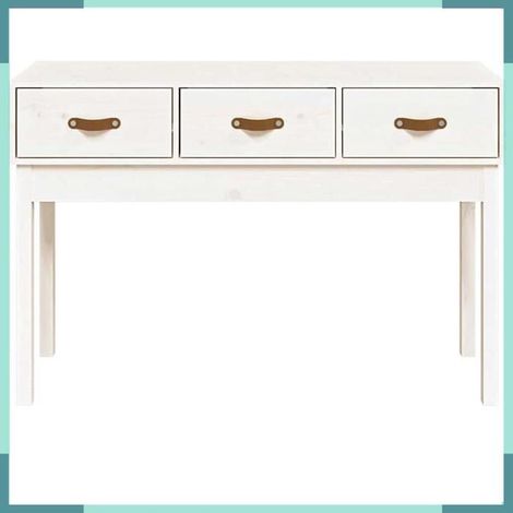 821755 Table console Blanc 114x40x75 cm Bois massif de pin (1/5)