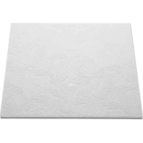 NMC – Dalle de plafond polystyrène expansé 10 x 500 x 500 – Lot de 8 pièces – Finition texturée effet coup de pinceau – Pour finition professionnelle