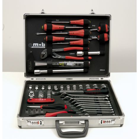 Mob Outillage – Coffret multi-outils 51 pcs – Mallette aluminium avec fermeture à code – Dimensions 410x320x80 mm – 9530051001 (1/4)