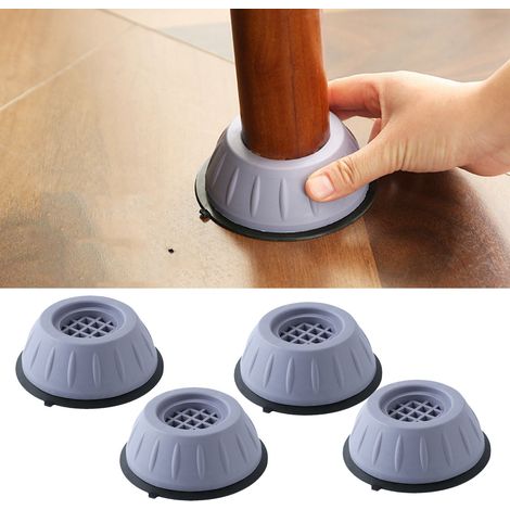 Lot de 4 supports de base gris pour lave-linge à tambour, universels, antidérapants et anti-vibrations, avec patins de surélévation pour lave-linge et réfrigérateur. (1/5)