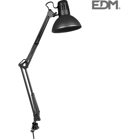 Lampada da scrivania EDM Melbourne nera con pinza flessibile (1/6)