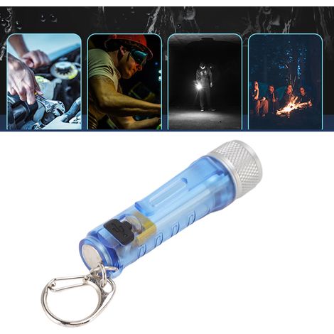 Lampe torche multifonctionnelle rechargeable par USB, haute intensité, ultra-lumineuse, longue portée, mini lampe torche LED portable d'extérieur, bleue. (1/5)