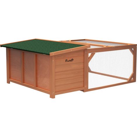 Recinto per piccoli animali con area attività esterna, base rimovibile, resistente alle intemperie, dimensioni: 125,5 cm x 100 cm x 49 cm, ecologico, montaggio in loco. (1/5)