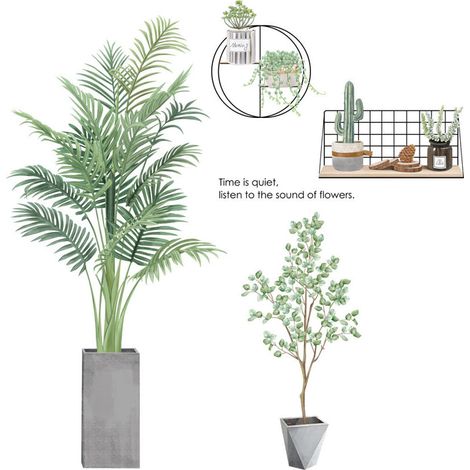 Stickers Muraux Plante Tropical Autocollant Décoratifs Feuilles Verts Grand Décoration Murale Salon Bureau Chambre (W:90cm) (1/5)