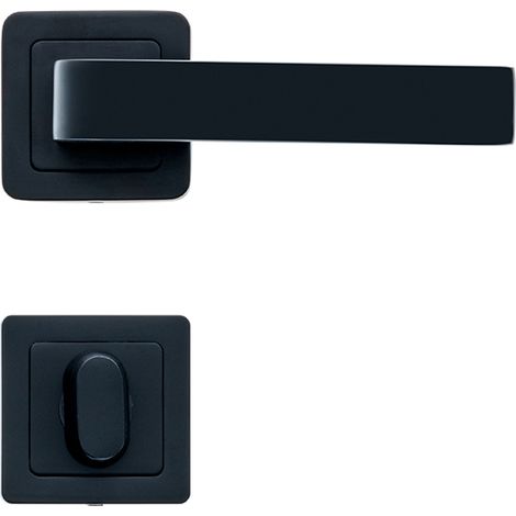 Lot de 2 poignées CANELA noir mat + 2 rosaces condamnation noir mat (1/4)