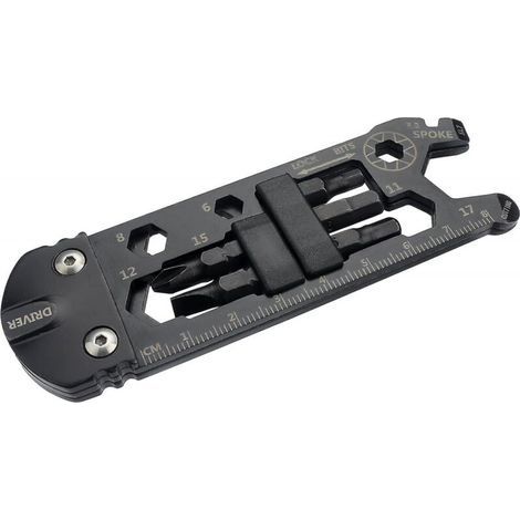 Clé à molette multifonctionnelle amovible Jeu de tournevis portable pour réparation de vélo, outil compact avec mâchoires ajustables et embouts interchangeables (1/5)