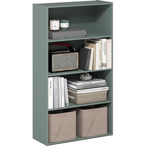 Étagère, Bibliothèque À 4 Niveaux avec Étagère Ouverte, 24 X 60 X 106 Cm, Idéale pour Le Salon, La Chambre Ou Le Bureau, Vert Sauge (1/5)