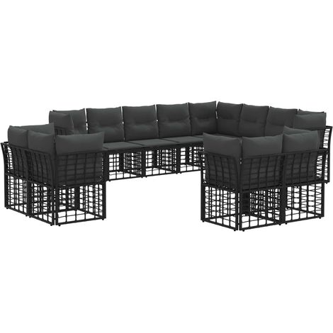 Maison Exclusive - Outdoor-Sofagarnitur Schwarz und Dunkelgrau Po