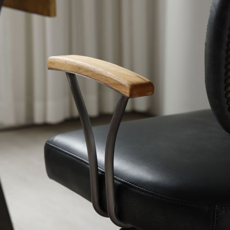 Fauteuil de bureau ergonomique en cuir chêne, avec roulettes et accoudoirs, siège pivotant réglable en hauteur pour dirigeants. (1/5)