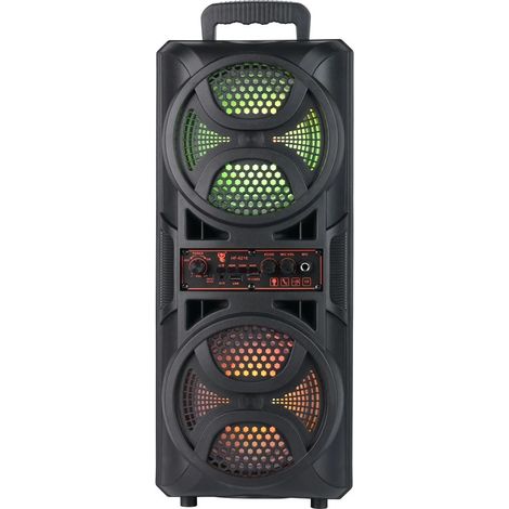 (Noir) Enceinte Bluetooth avec double caisson de basses de 6,5 pouces, système audio à basses profondes