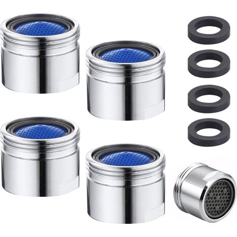 Set of 4 M18 Jet Regulators, Tap Nozzle with 4 Part Joint, Tap Sieve Insert, Aerators for Faucets, Anti-Limescale Aerator Water Saving for Room (1/5)
