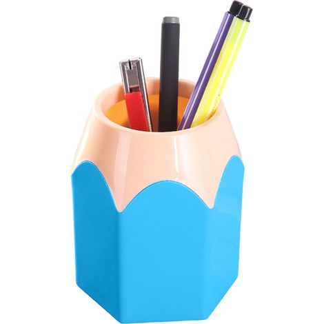 Stylo Porte-Crayons en Forme de Crayon - Pot à Stylos, Vase Décoratif pour Bureau et Maison - Organisateur de Bureau avec Contraste de Couleurs (1/5)