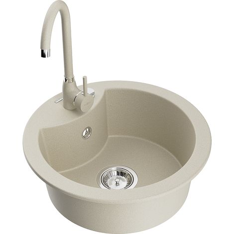 Mexen Diego lavello in granito 1-vasca con miscelatore cucina Telma, beige - 6512-69-670200-69 (1/5)