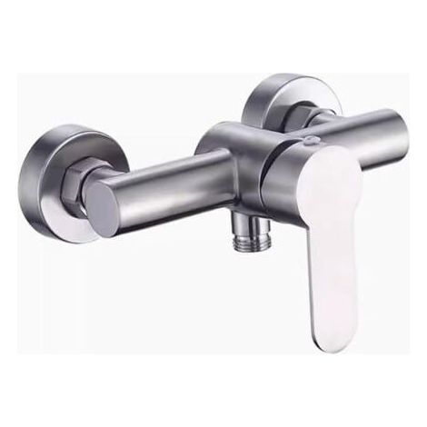 Acier inoxydable brossé Robinet de douche 4 trous avec inverseur, robinet de salle de bain mural pour baignoire, douche et bidet, usage intérieur/extérieur, argent (1/5)