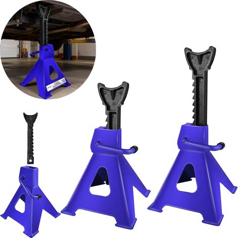 Supports de cric, construction robuste, hauteur réglable, Bleu (1/2)