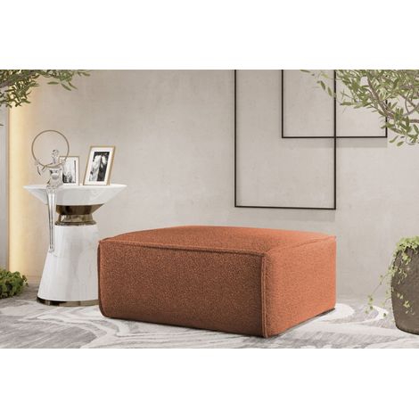 Polsterhocker Designerhocker CELES PREMIUM 85x85 cm Stoff Ascot Bukla Terracotta (1/3)