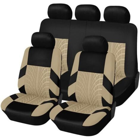 Auto Ensembles Housses Siège pour Dacia Sandero Stepway 3.Gen 2.Gen 2012-2016 2017-2022 2023 2024 2025,Avant Arrière Coussins Couvre Respirant Imperméable Protections Accessoires,Beige-3