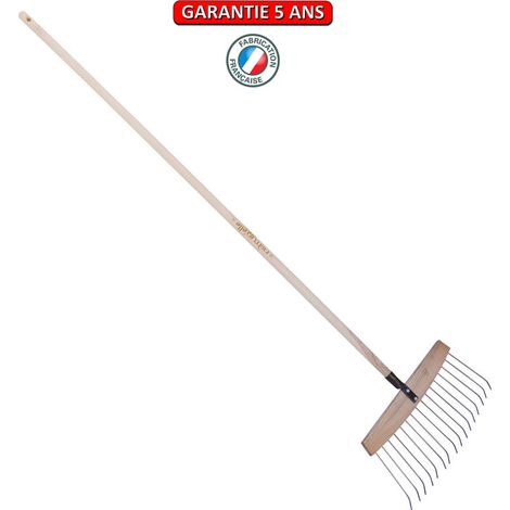 OUTILS PERRIN Balai à feuilles et gazon bois/acier 16 dents, manche 165cm - Miel (1/2)