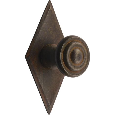 Bouton de meuble à carreaux Ø 25 mm – Bouton pour armoire avec plaque 35 x 68 mm – Poignée antique pour meubles, fer antique