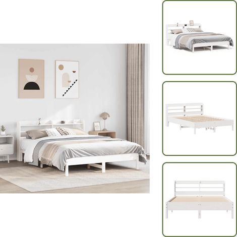 Massivholzbett ohne Matratze Weiß 140x200 cm Kiefernholz - Bettgestell - Bettgestelle - Bettrahmen - Bett (1/5)