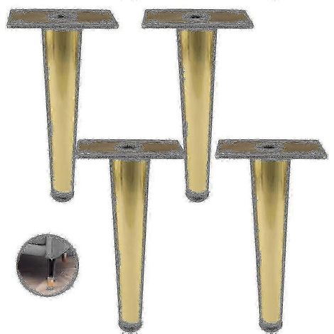 Ensemble de 4 pieds de meubles, adaptés aux canapés/tables/armoires, pieds de table de chevet réglables en métal, avec patins anti-rayures, couleur or, 10 cm. (1/5)