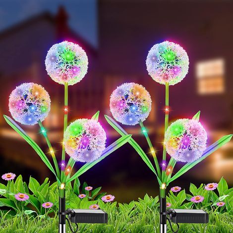 Lot de 2 lampes solaires pour extérieur de jardin 36 LED solaires de pissenlit 3 en 1 lampes solaires de pissenlit étanches pour extérieur pelouse, balcon, terrasse, cour [Classe énergétique A+++] (1/5)