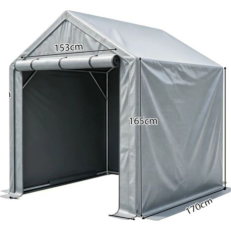 Tienda de almacenamiento, resistente a la intemperie, con estructura metálica duradera, color gris, 190x170x200cm (1/2)