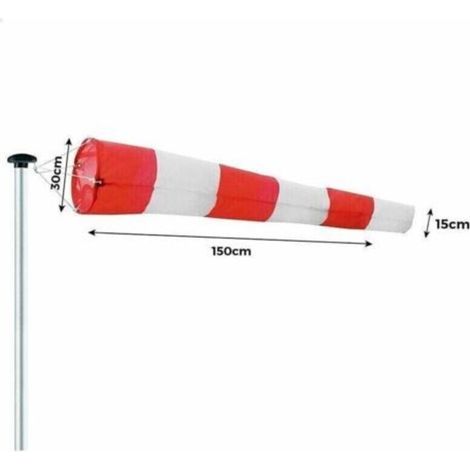Manche à air pour l'extérieur, Indicateur de Direction du Vent en Rouge et Blanc 150x30x15cm. Suspension & émerillon, résistant aux intempéries, Indicateur de Direction du Vent (1/4)