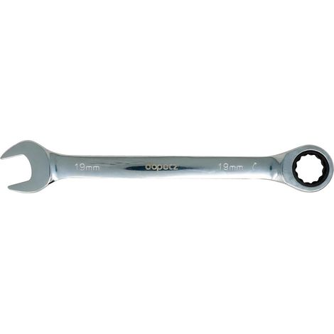 Dapetz ® Fixed Head Ratchet Spanner Ratcheting Combination Wrench Chrome Vanadium Steel Fixed Head Gear Wrench Open End 19mm Spanner Under Narrow Space Condition (1/5)